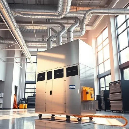 Completed HVAC system in modern commercial building in Hudson Oaks, TX with sleek design and elegant ductwork.