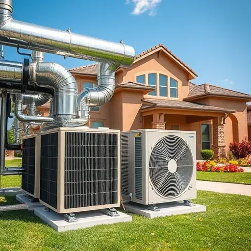 Completed HVAC installation in Roanoke TX with sleek ducts, outdoor condenser, and a well-maintained home backdrop.