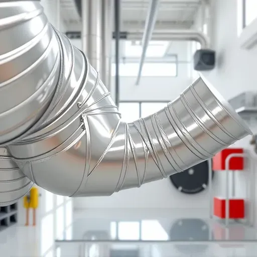 Clean metallic air ducts in a modern Fort Worth commercial HVAC room with organized tools and natural light