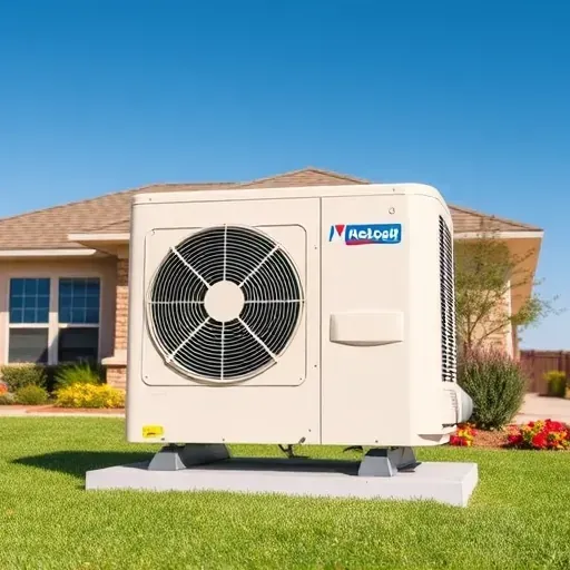 Completed HVAC system in Watauga TX, installed in a landscaped yard with vibrant flowers and clear blue sky.