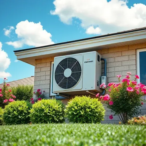 Completed HVAC installation in Sanger TX features a modern unit, lush landscaping, and a clear blue sky, showcasing quality.