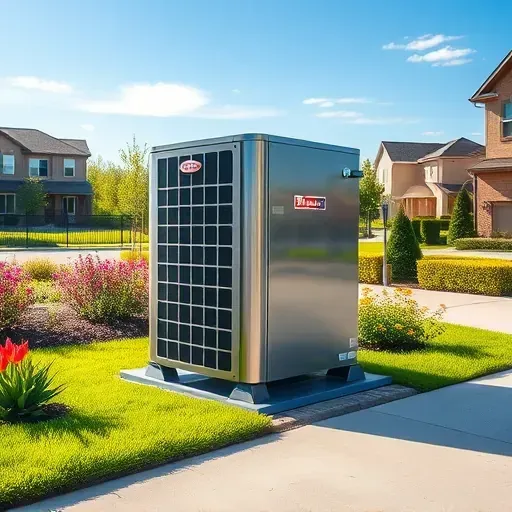 Finished outdoor HVAC system in Western Lake, TX, with modern design, landscaped yard, and nearby residential community.