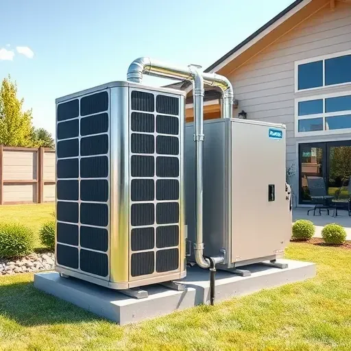 Modern HVAC system with sleek units, ductwork, and a home in lush outdoor Azle, TX setting under sunny skies.