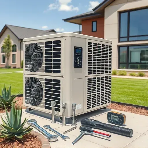 State-of-the-art HVAC repair scene in Fort Worth TX showcasing modern equipment, tools, and a tidy landscape.