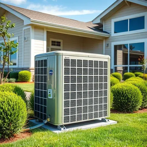 Pristine outdoor air conditioning unit installed on a well-maintained property in Blue Mound, TX with lush greenery and modern home background.