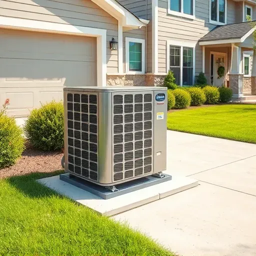 Newly installed high-efficiency HVAC unit outdoors on modern home with landscaping in Saginaw, TX.