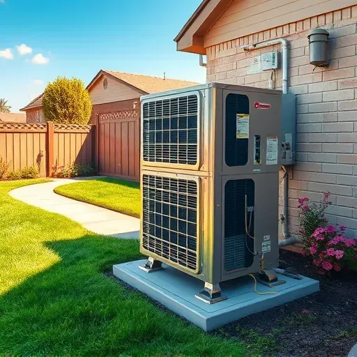 Outdoor high-efficiency HVAC system installed in Rendon, TX, with lush yard and modern residential setting.
