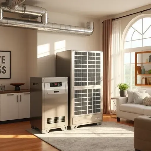 Modern HVAC installation in Aledo TX featuring a sleek unit in a clean, stylish living area with warm tones and natural light.