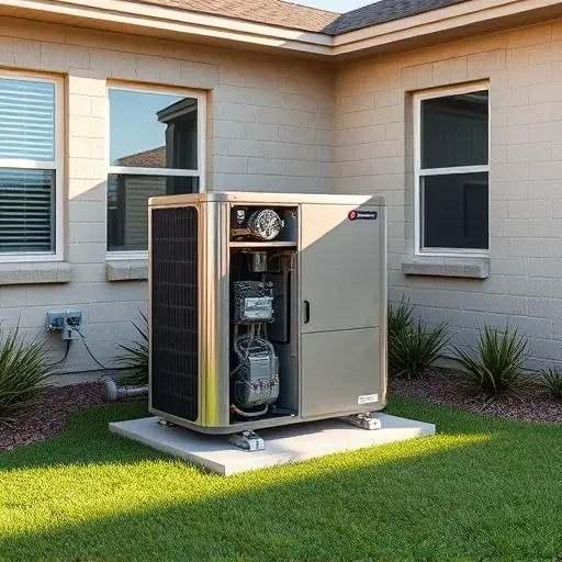 Completed HVAC system in Horseshoe Bend TX, featuring modern equipment in a scenic residential backyard setting.