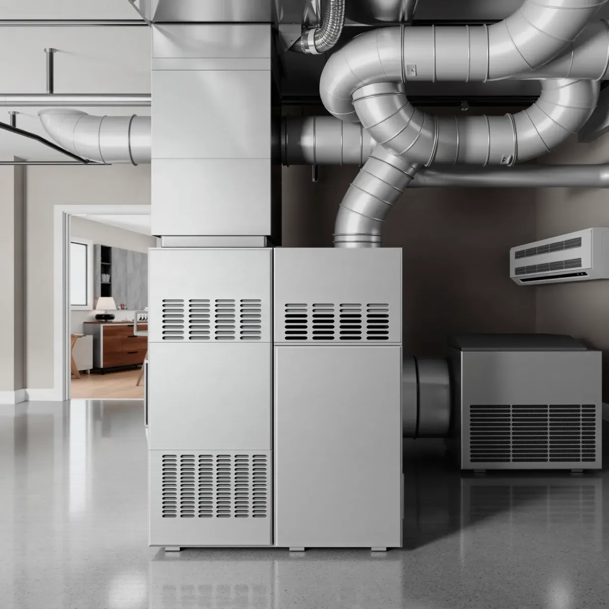 Modern residential HVAC installation in Watauga, TX featuring a sleek furnace, seamless ductwork, and efficient air conditioning.