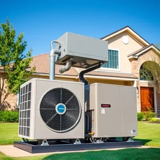 Modern HVAC system installation in Hudson Oaks TX with sleek design, detailed components, and suburban backdrop.