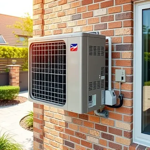 Energy-efficient air conditioning unit on a modern brick home in Fort Worth, surrounded by greenery and a bright, inviting atmosphere.