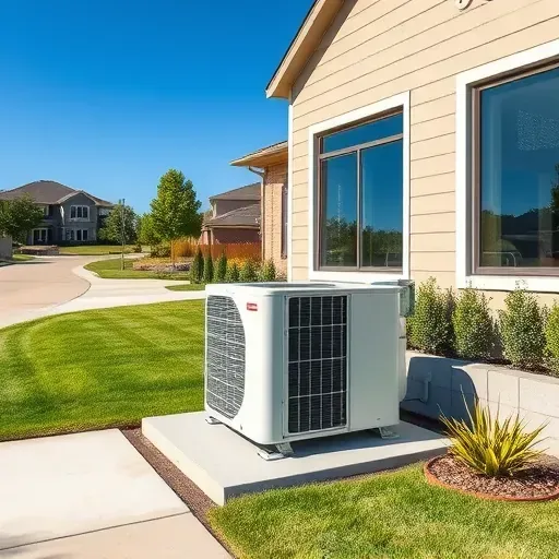 Completed air conditioning repair scene in Haslet TX showing a pristine outdoor unit on a modern home's exterior with landscaping and neighborhood background