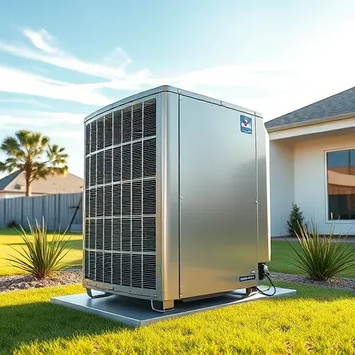 Outdoor well-maintained HVAC unit in Northlake, TX, on a sunny day with lush landscaping and modern suburban backdrop.