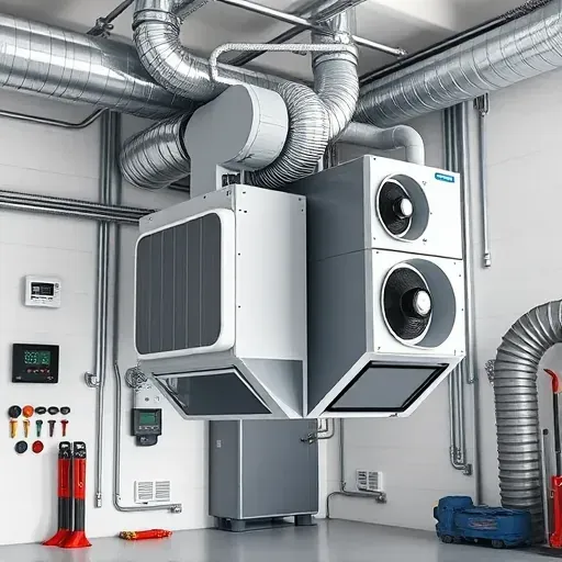 Modern HVAC system with ductwork and vents in a clean, organized residential utility room in Lake Dallas, TX.