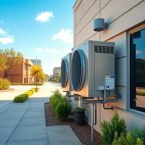 Professional air conditioning repair scene in Fort Worth, TX, showing a modern, well-maintained HVAC unit on a commercial building.