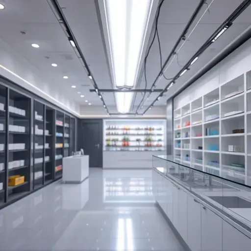 Freshly installed UV light system in a modern Fort Worth commercial space with sleek fixtures, bright clean surfaces, and organized shelves