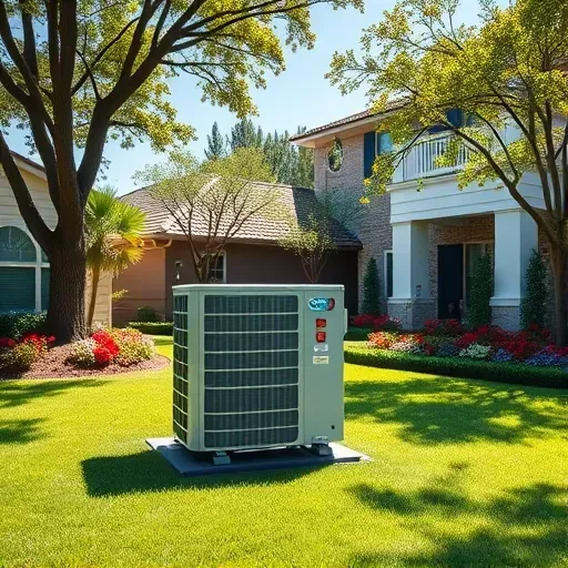 Perfect HVAC installation in River Oaks TX with modern outdoor unit in a manicured yard and vibrant flower beds.