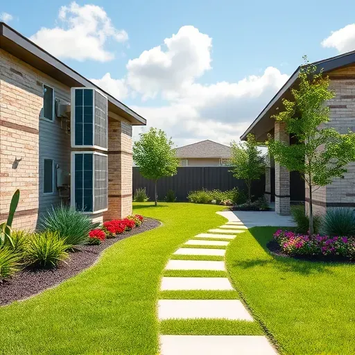 Completed HVAC installation in Hickory Creek TX with sleek units beside a well-landscaped residential yard.