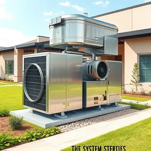 Outdoor modern HVAC system with sleek metallic components installed near a contemporary building in Hickory Creek, TX.