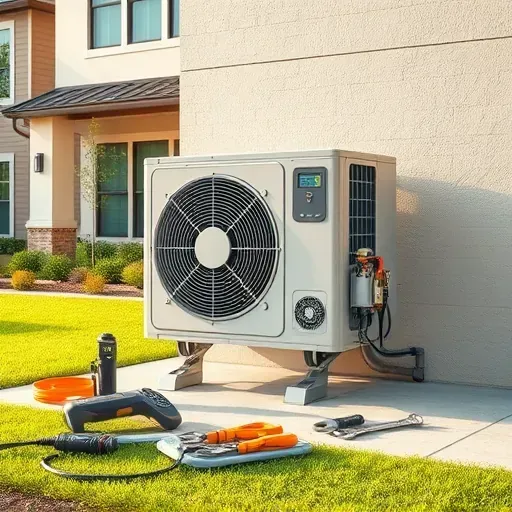 Professional HVAC repair scene in Westworth Village, TX featuring a serviced, well-maintained air conditioning unit with tools.