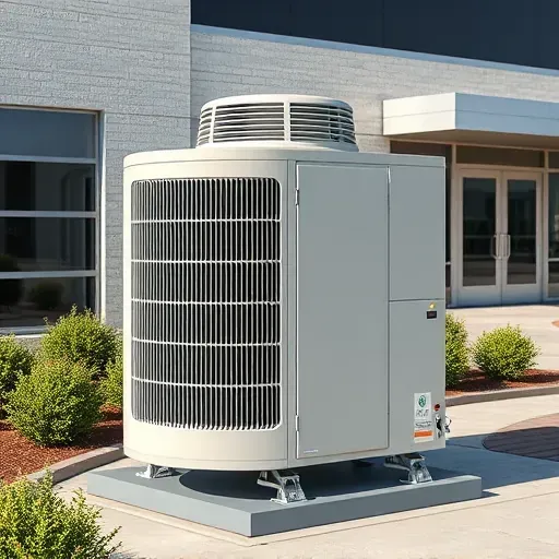 Modern installed air conditioning unit on a sleek building exterior in Haltom City TX with detailed textures and landscaping