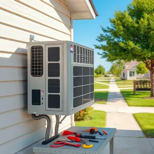 Western Lake, TX, modern HVAC repair scene with a pristine installation, tools, and a suburban neighborhood backdrop.