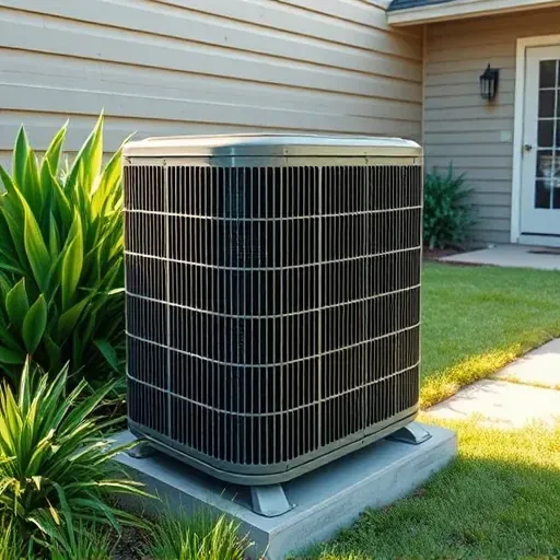 Well-maintained outdoor air conditioning unit with detailed fins and wiring, surrounded by lush greenery and modern home siding in Shady Shores TX