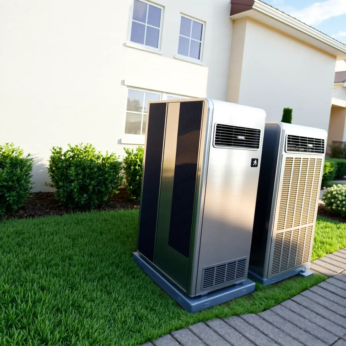 Stunning HVAC system installation in Edgecliff Village, TX, featuring sleek design, metallic details, and a clean, professional setting.