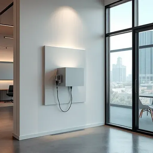 Seamlessly installed noise reduction device in a modern Fort Worth office with sleek design, natural light, and city views