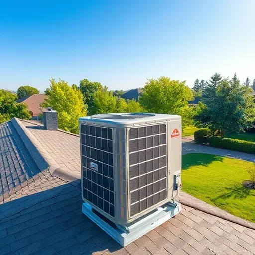 Completed air conditioning repair on a modern HVAC unit installed on a residential rooftop in Willow Park Texas with suburban neighborhood and lush greenery