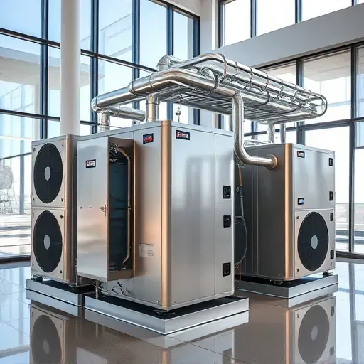 Completed HVAC installation in a modern office with sleek metal units and organized ductwork in White Settlement TX.