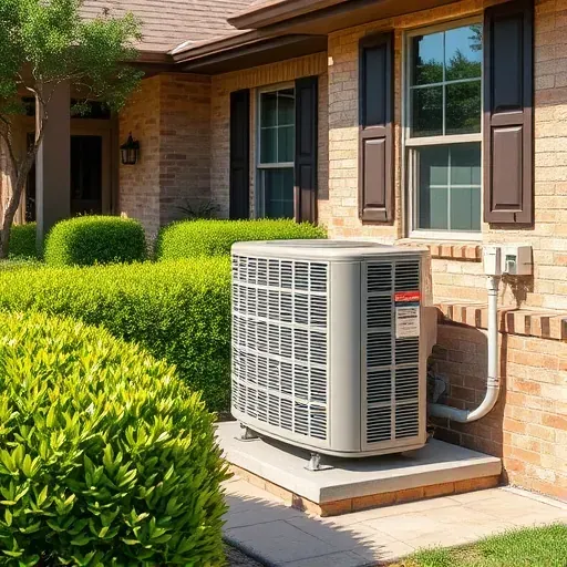 Completed HVAC installation in Pecan Acres TX features modern outdoor unit beside well-kept home with lush landscaping.