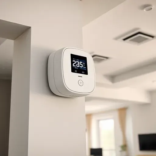 Modern carbon monoxide detector with digital display mounted on a sleek wall in a bright, contemporary indoor setting in Fort Worth TX