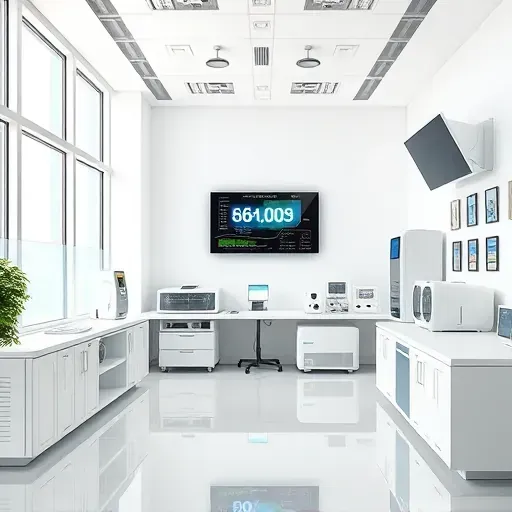 Modern Fort Worth indoor air quality testing and purification facility with advanced filtration, monitoring equipment, and natural light