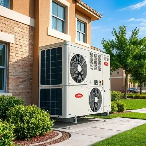 Completed HVAC system in Lake Worth TX, showcasing craftsmanship with modern architecture and landscaped surroundings.