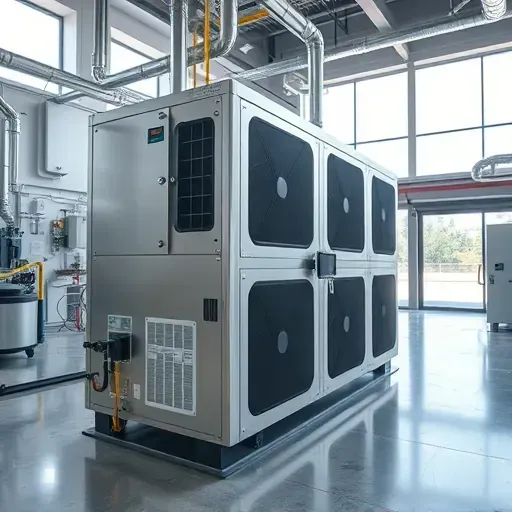 Modern commercial HVAC system in Horseshoe Bend, TX, featuring sleek design, digital controls, and organized industrial setting.