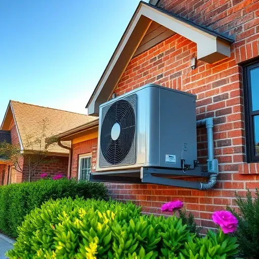 Modern HVAC installation on a residential home in Northlake TX with lush garden and clear blue sky backdrop.