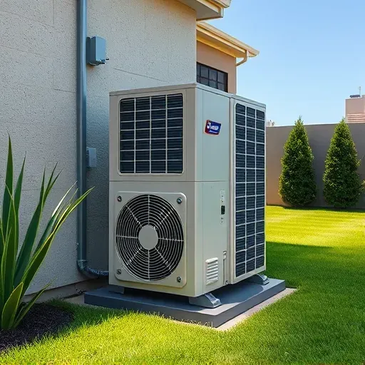 Professionally maintained outdoor air conditioning unit on a modern home in White Settlement TX with lush yard and clear sky