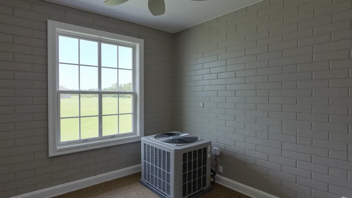 Detailed image of a modern air conditioning unit interior with organized tools in a professional workshop, in Horseshoe Bend, TX.
