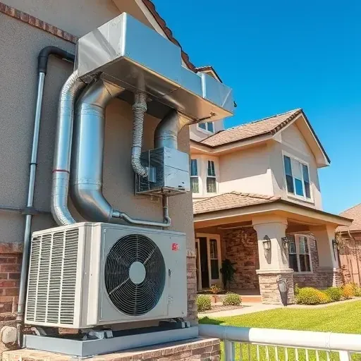 Completed HVAC system in Saginaw, TX, showcasing sleek air conditioning unit and ductwork in a suburban home.