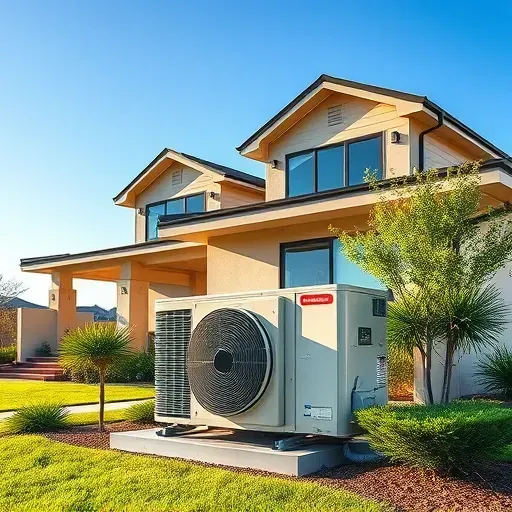 Completed HVAC installation in Western Lake TX with sleek outdoor unit amid vibrant landscaping and clear blue sky.