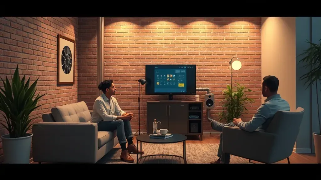 Virtual HVAC consultation setting in Fort Worth TX with equipment and technology displayed, no people or text.