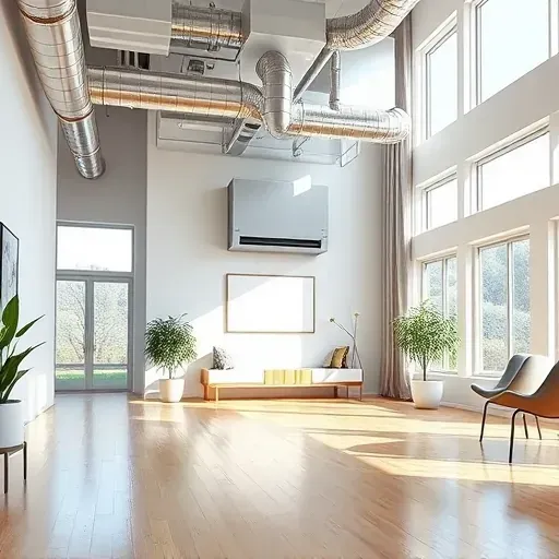 Installed HVAC system in Lakeside, TX, with modern ducts, vents, and a sleek indoor unit in a bright, clean space.