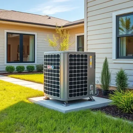 Professional residential air conditioning repair scene in Rendon, TX featuring a modern A/C unit, tools, and a neat garden.