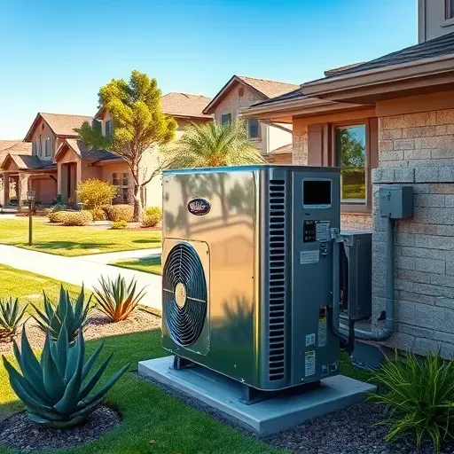 Repaired outdoor air conditioning unit outside modern Kennedale home amid lush greenery and Texas-style neighborhood.
