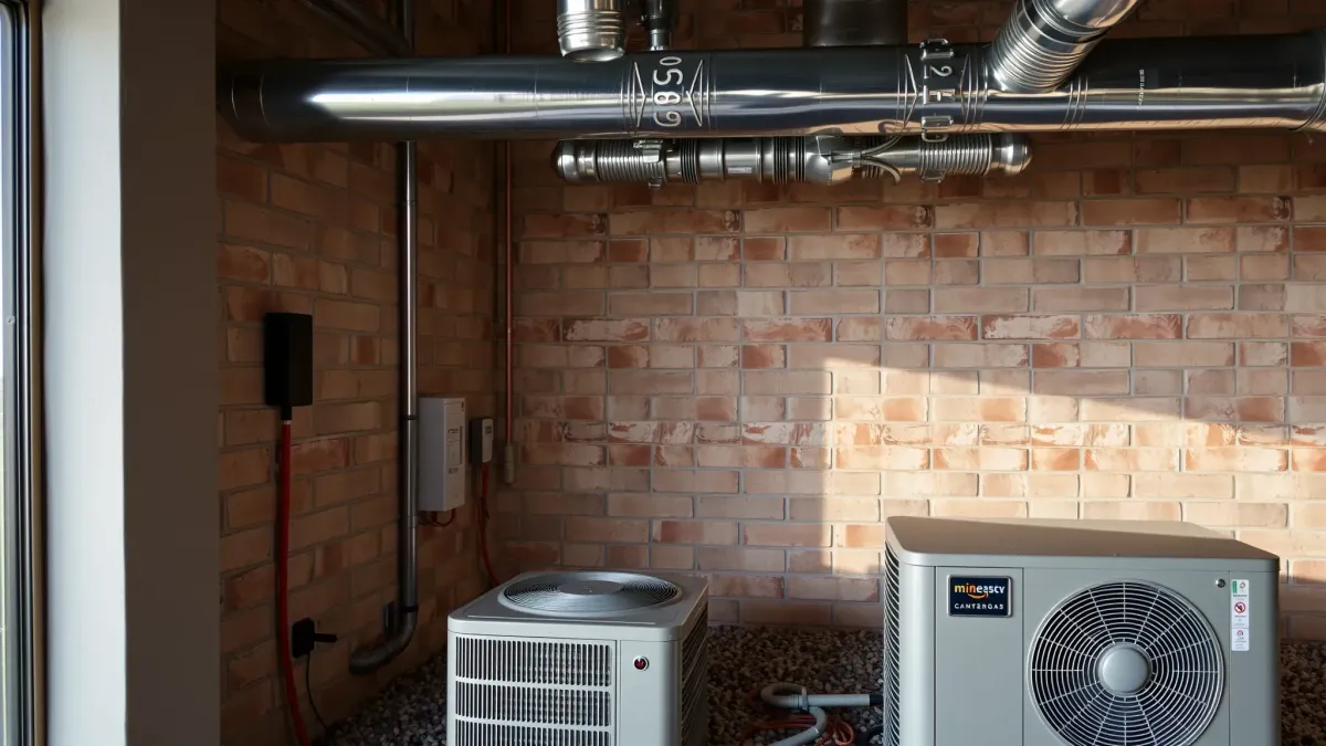 HVAC service technician working on air conditioning unit in Watauga, TX residential home.