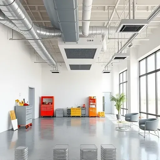 Completed HVAC installation in a modern commercial space in Justin, TX featuring sleek design and organized tools.