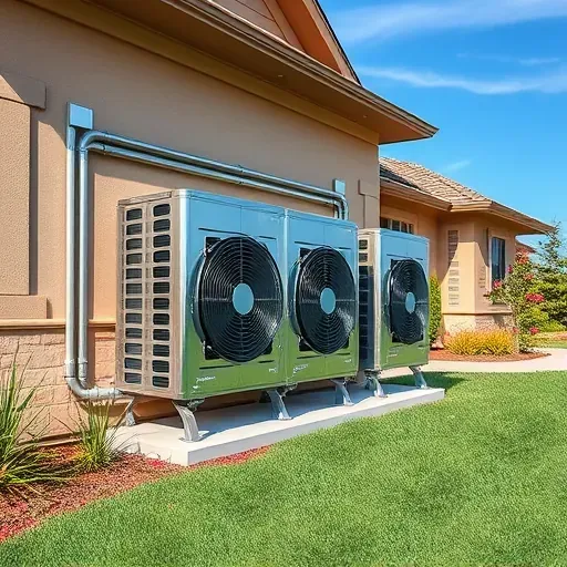 Modern HVAC installation in a residential home in Forest Hill TX with sleek air conditioning units and manicured lawn.