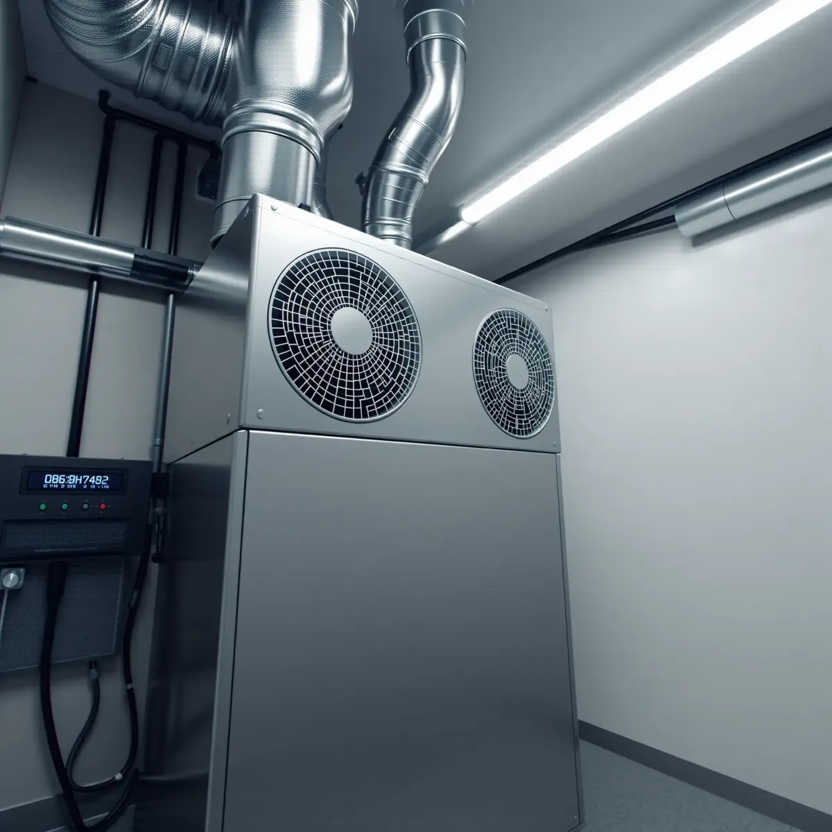 Modern HVAC system in a clean, organized commercial setting in Blue Mound, TX, showcasing professional installation and craftsmanship.
